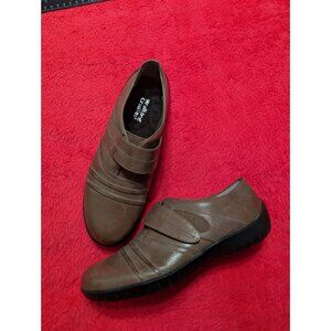 Walking Cradles Women’s 6.5B Brown Leather Comfort Slip-On Shoes Low Wedge